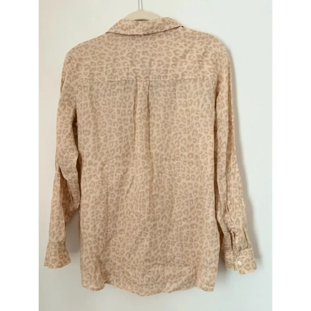 Gap 100% Linen Animal Print Shirt Women's Size Small New Neutral Classic N64 - Picture 3 of 14